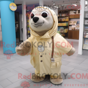 Beige Seal maskot kostume...