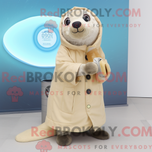 Beige Seal mascot costume...