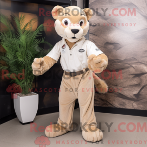 Beige Puma mascot costume...