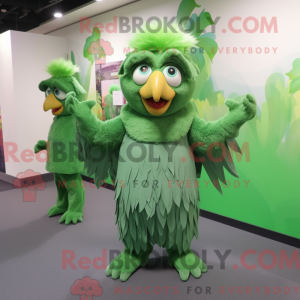 Grøn Harpy maskot kostume...