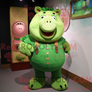 Green Pig mascot costume...