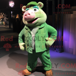 Green Pig mascot costume...