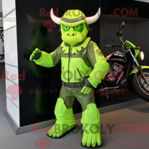 Lime Green Minotaur mascot...