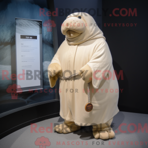 Cream Walrus mascot costume...