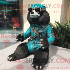 Turquoise Sloth Bear mascot...