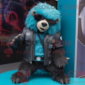 Turquoise Sloth Bear mascot...