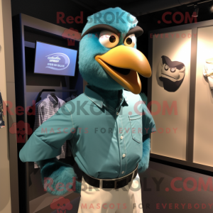 Teal Crow mascot costume...