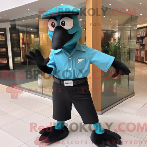 Teal Crow mascottekostuum...