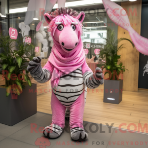 Pink Zebra mascot costume...