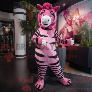Roze Zebra-mascottekostuum...