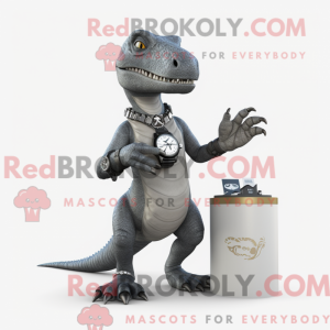 Grå Allosaurus maskot...