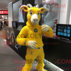 Yellow Goat mascot costume...