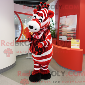Rode Zebra-mascottekostuum...