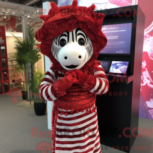 Rød Zebra maskot kostume...