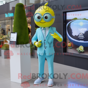 Cyan Lemon mascot costume...