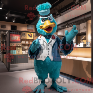 Teal Rooster Maskottchen...