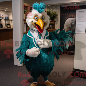 Teal Rooster Maskottchen...