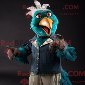 Teal Rooster Maskottchen...