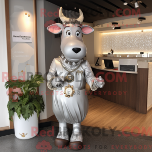 Silver Jersey Cow mascot...