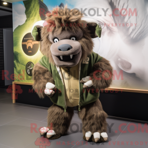 Olive Bison maskot kostume...