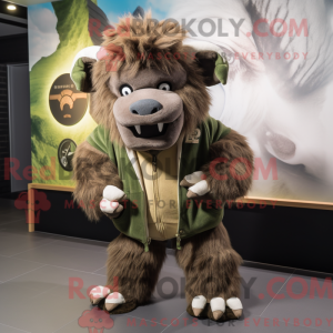 Olive Bison Maskottchen...