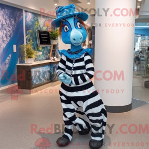 Blue Zebra mascot costume...