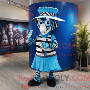 Blå Zebra-maskotdraktfigur...
