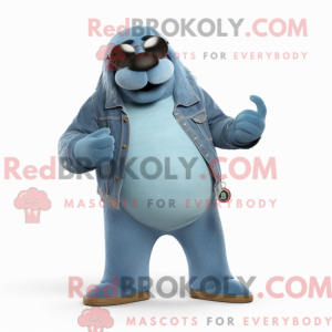 Blue Walrus mascot costume...