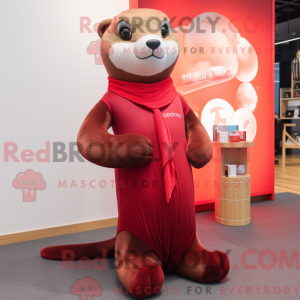 Red Otter-maskotdraktfigur...