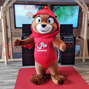 Red Otter maskot kostume...