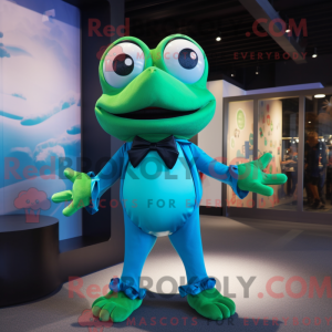 Cyan Frog-maskotdraktfigur...