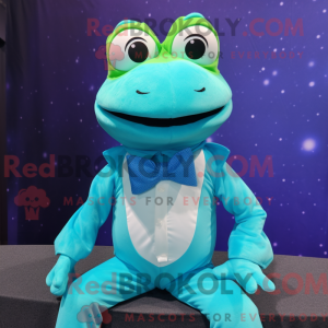 Cyan Frog-maskotdraktfigur...