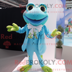Cyan Frog-maskotdraktfigur...