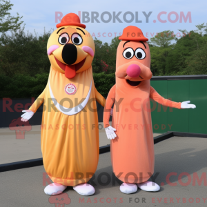 Peach Hot Dogs Maskottchen...