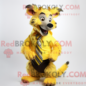 Yellow Hyena mascot costume...