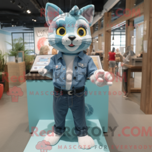 Postava maskota Teal Cat...