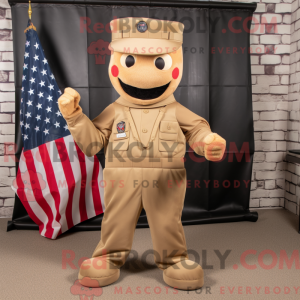 Tan American Soldier mascot...