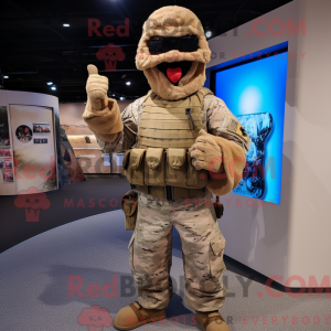 Tan American Soldier mascot...