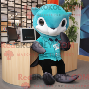 Teal Killer Whale mascot...