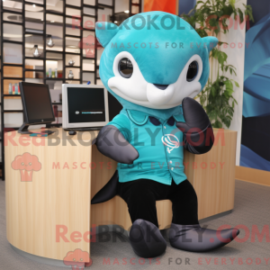 Teal Killer Whale maskot...