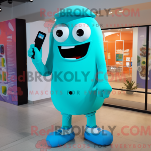 Cyan Phone mascot costume...