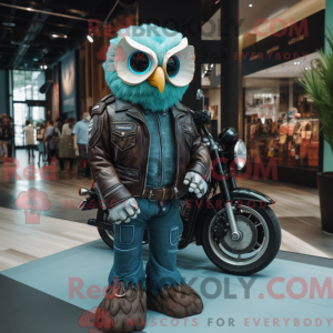 Teal Owl maskotdraktfigur...