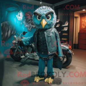 Teal Owl maskotdraktfigur...