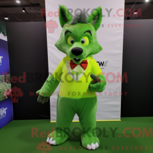 Lime Green Say Wolf maskot...