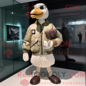 Beige Goose maskot kostume...