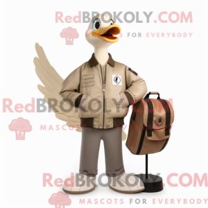 Beige Goose mascot costume...
