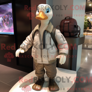 Beige Goose mascot costume...
