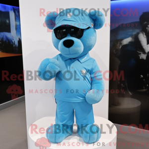 Cyan Teddy Bear maskot...