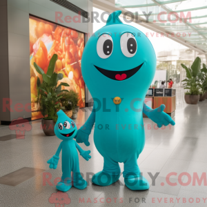 Teal Pepper mascot costume...