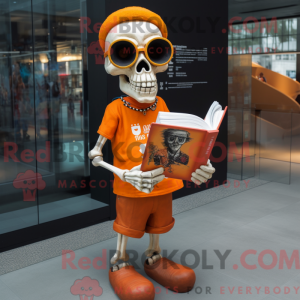 Orange Skull mascot costume...
